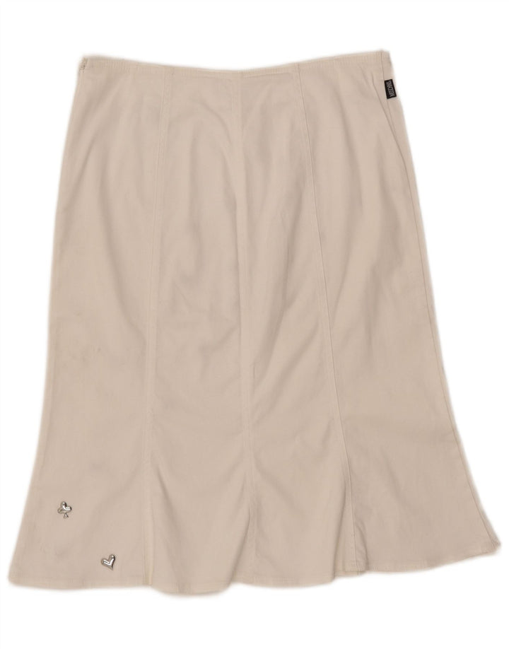 MOSCHINO Женская юбка-трапеция с завышенной талией UK 14 W30 L23 Белый хлопок