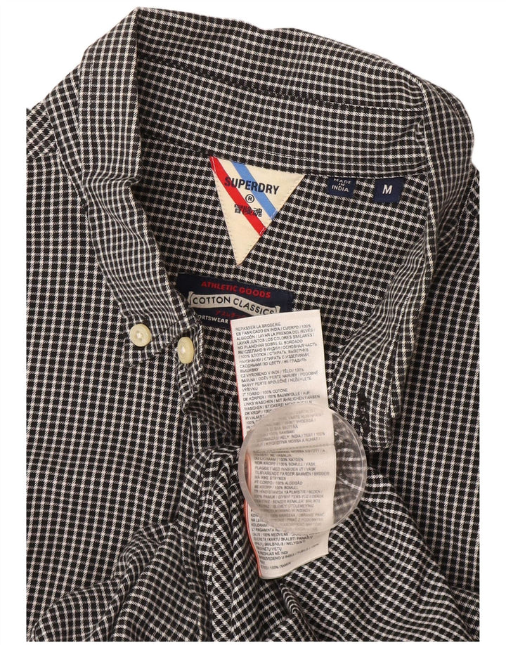 Мужская рубашка Superdry среднего размера из хлопка в мелкую клетку черного цвета