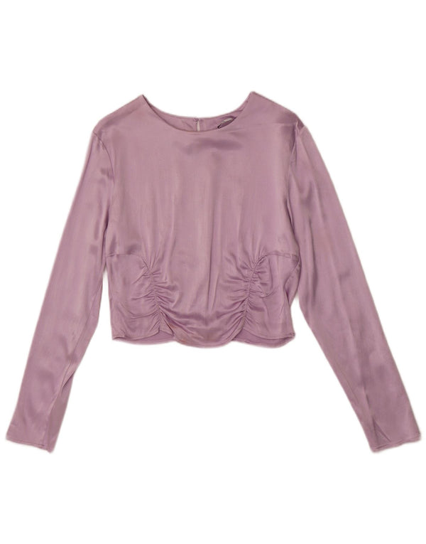 Женский укороченный топ Zara с длинным рукавом UK 14, большой фиолетовый, вискоза