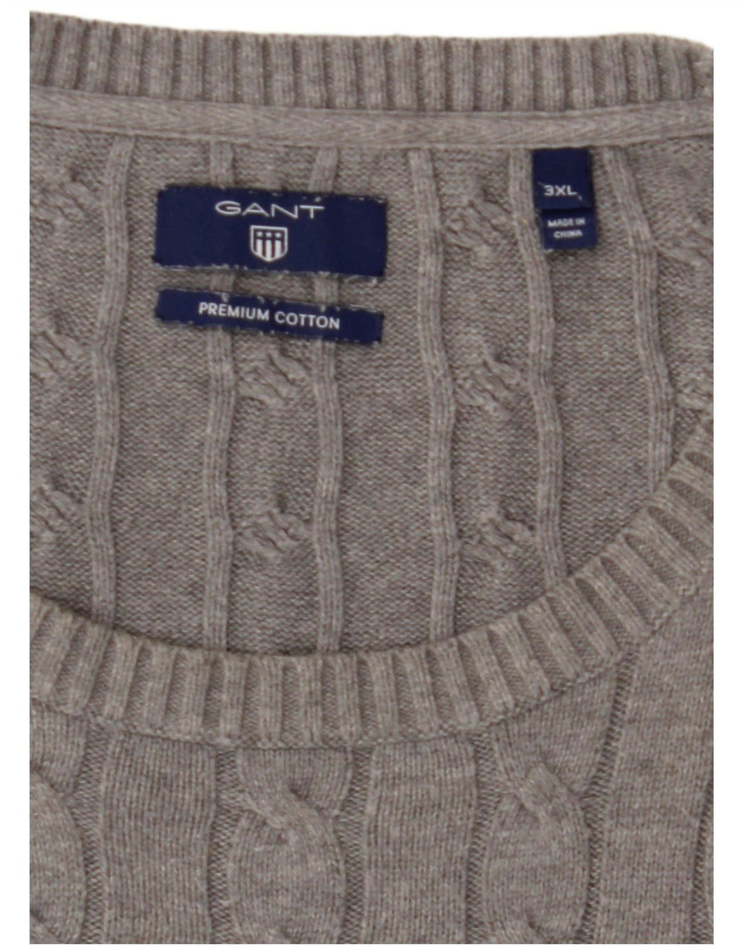 Мужской джемпер с круглым вырезом GANT 3XL, серый хлопок