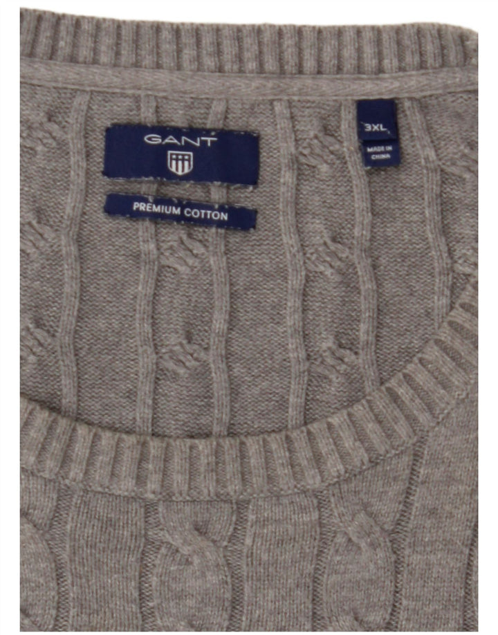 Мужской джемпер с круглым вырезом GANT 3XL, серый хлопок