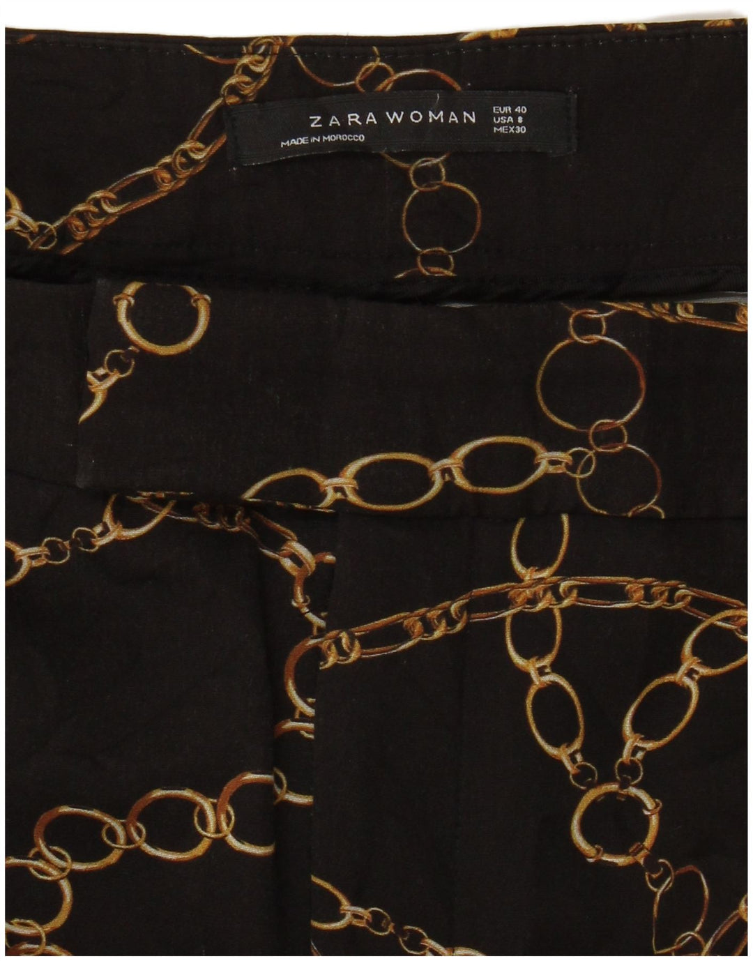 Женские узкие брюки чинос Zara с абстрактным узором EU 40 Medium W30 L27, черные