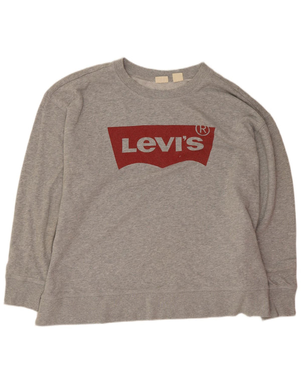 Женский свитер с рисунком Levi's, джемпер UK 20, 2XL, серый хлопок с крапинками