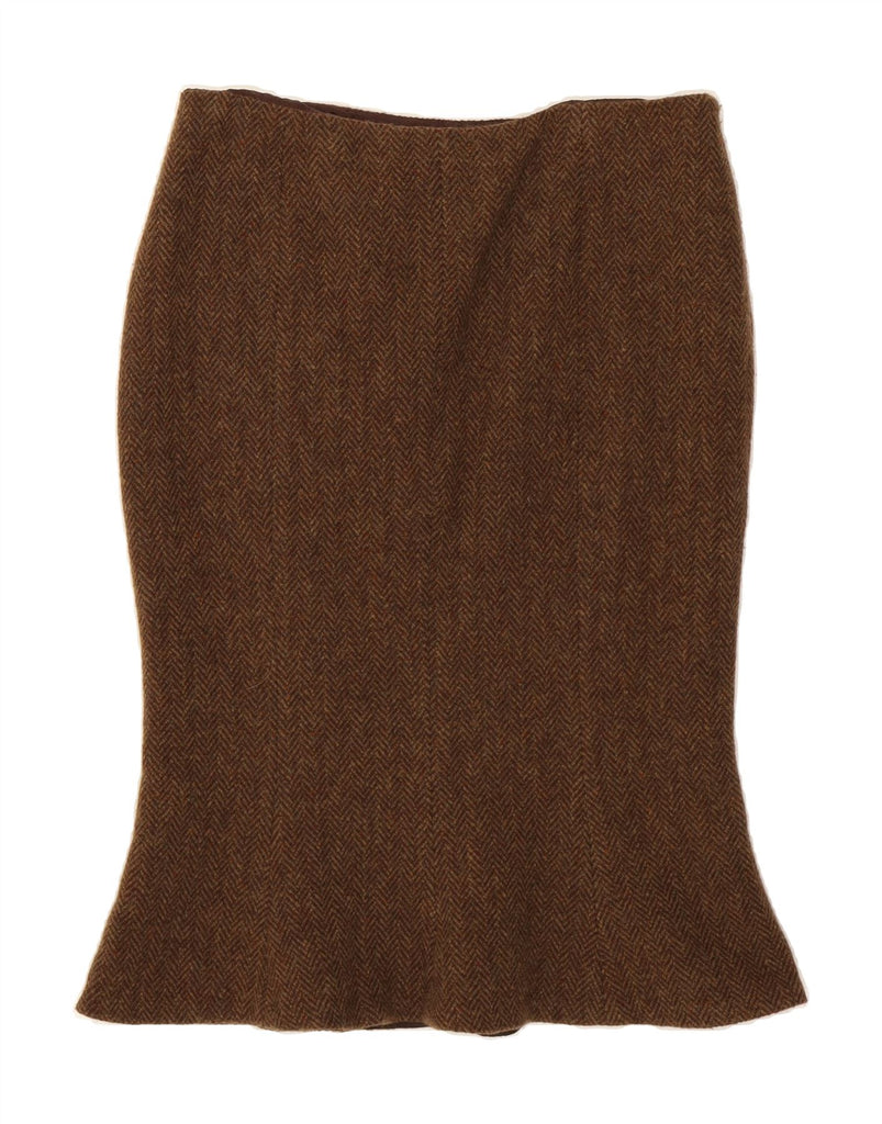 RALPH LAUREN Womens Trumpet Skirt US 10 Large W30 Brown Herringbone Vintage Ralph Lauren and Second-Hand Ralph Lauren from Messina Hembry 