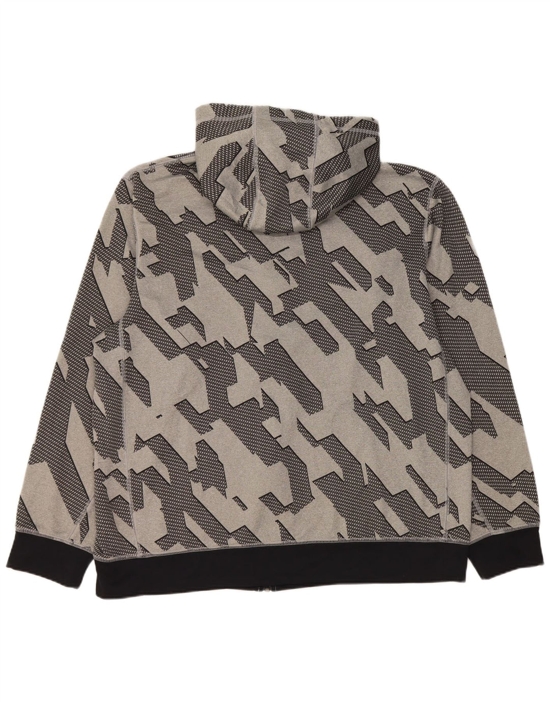 Мужской свитер с капюшоном на молнии Nike Dri Fit XL, серый полиэстер с геометрическим рисунком