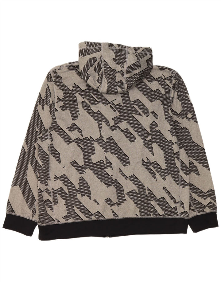 Мужской свитер с капюшоном на молнии Nike Dri Fit XL, серый полиэстер с геометрическим рисунком