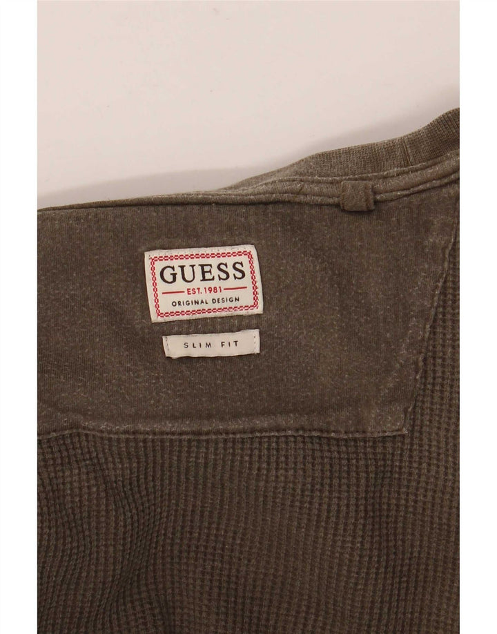Мужской приталенный топ Guess с длинными рукавами, средний хаки