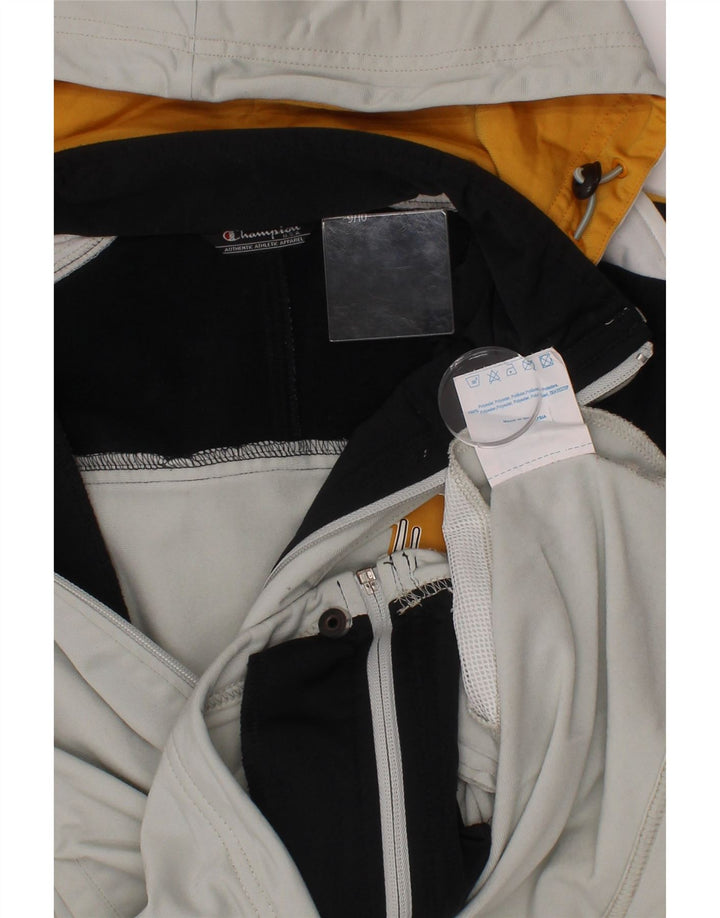 CHAMPION Boys Hooded Bomber Jacket 9-10 Years Grey Colourblock Polyester Vintage Champion and Second-Hand Champion from Messina Hembry 