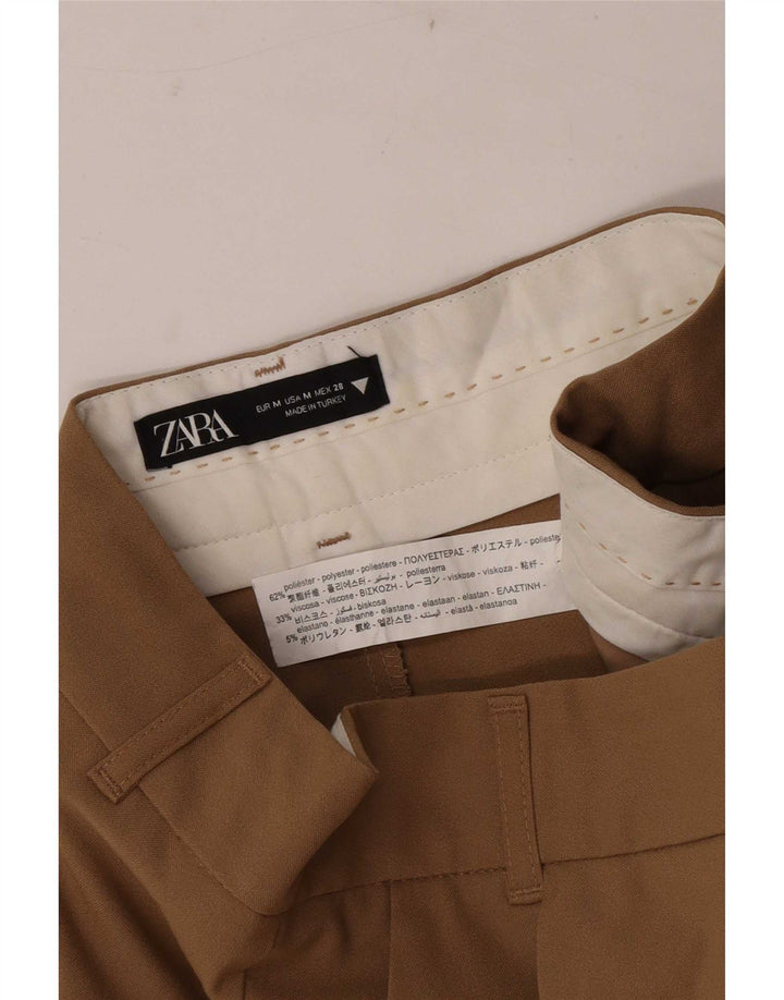 Женские шорты чинос с завышенной талией Zara, средний W28, коричневый полиэстер