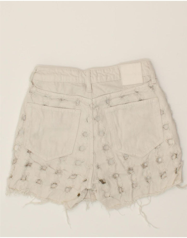 DESIGUAL Womens Distressed Denim Shorts EU 36 Small W26  White Cotton Vintage Desigual and Second-Hand Desigual from Messina Hembry 