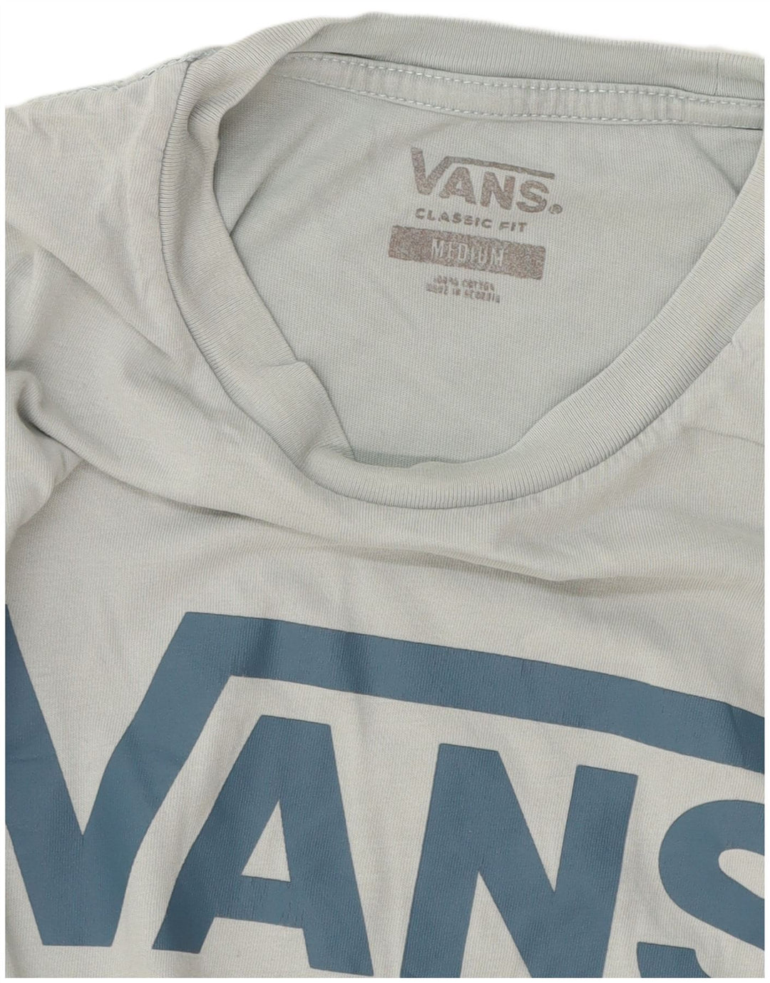 Мужская футболка классического кроя с рисунком Vans, хлопковый топ среднего синего цвета