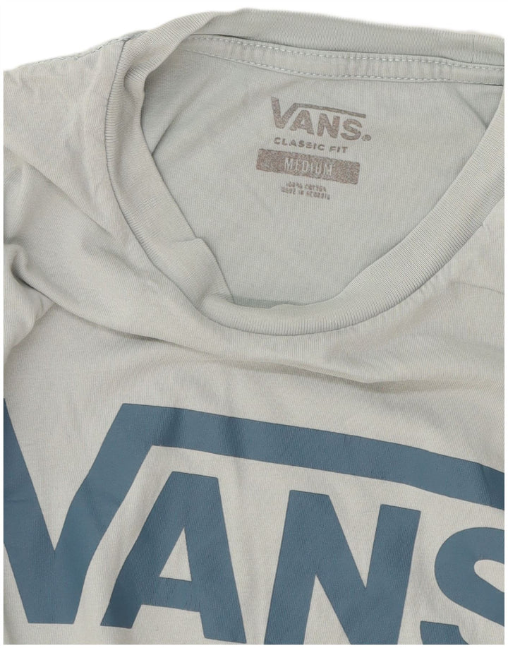 Мужская футболка классического кроя с рисунком Vans, хлопковый топ среднего синего цвета
