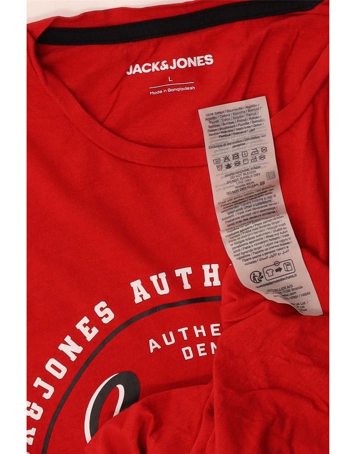 Мужская футболка Jack & Jones Regular с рисунком, большой красный хлопковый топ