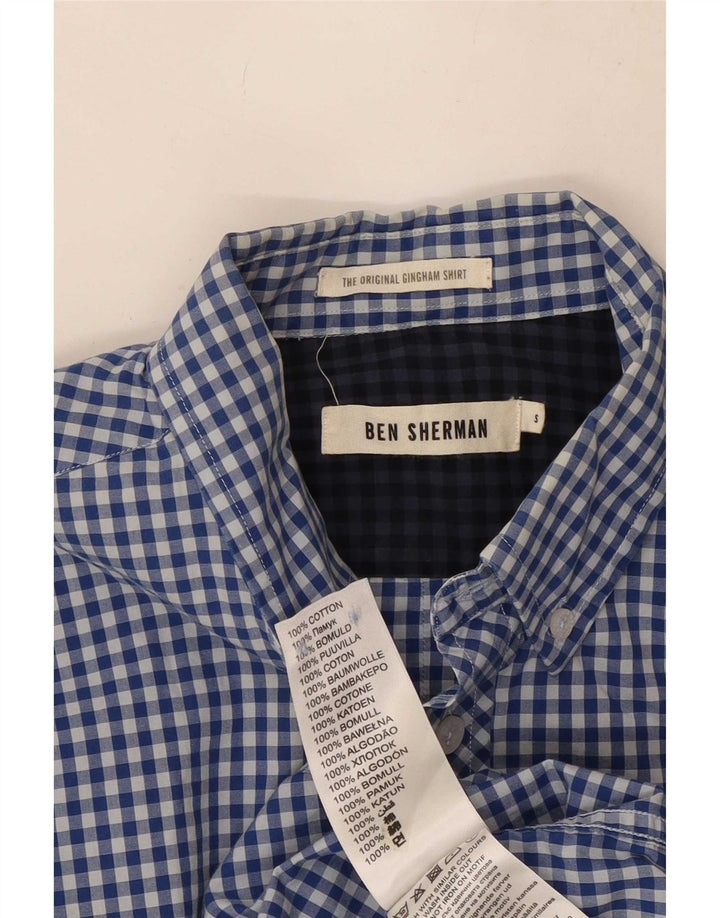 Мужская рубашка Ben Sherman, маленькая синяя, хлопок в мелкую клетку