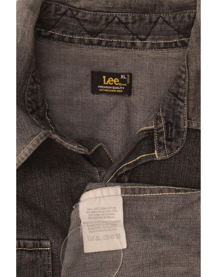 Мужская джинсовая рубашка Lee XL серая, хлопок
