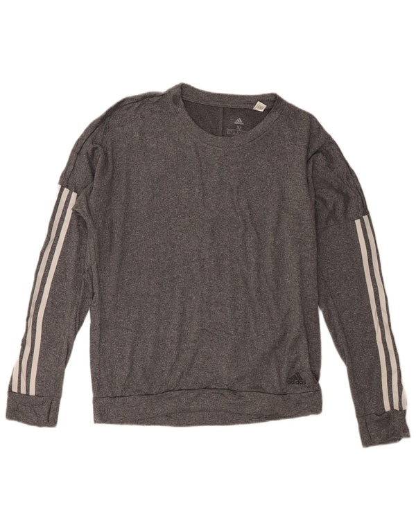 Женский беговой топ Adidas с длинным рукавом UK 12/14, средний серый, спортивный с крапинками