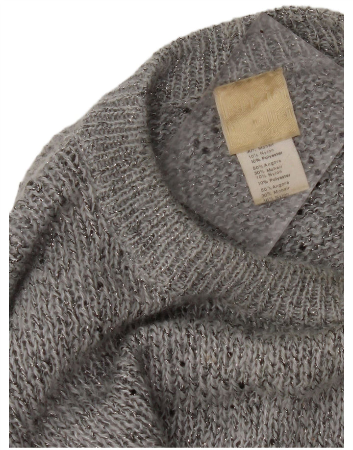 Женский джемпер KRIZIA MAGLIA с круглым вырезом, Великобритания, 18 XL, серая ангора с крапинками