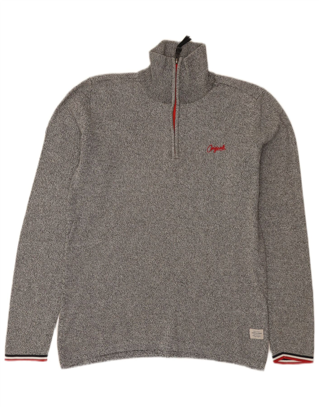 Мужской джемпер с воротником на молнии Jack & Jones, маленький серый в крапинку