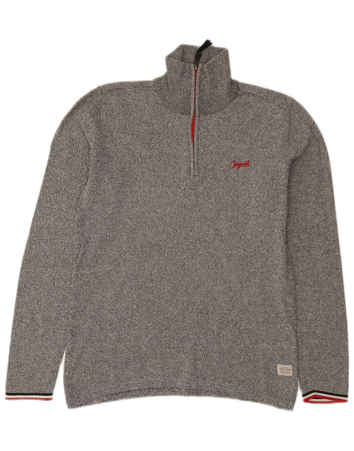 Мужской джемпер с воротником на молнии Jack & Jones, маленький серый в крапинку