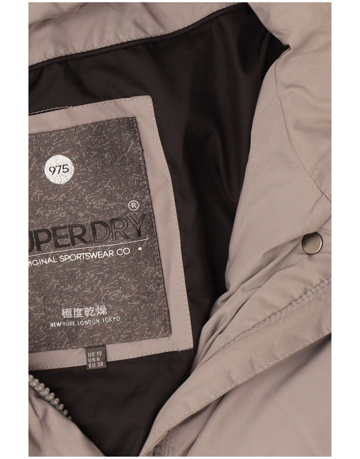 Женское длинное пуховое пальто с капюшоном Superdry UK 10, маленькое серое