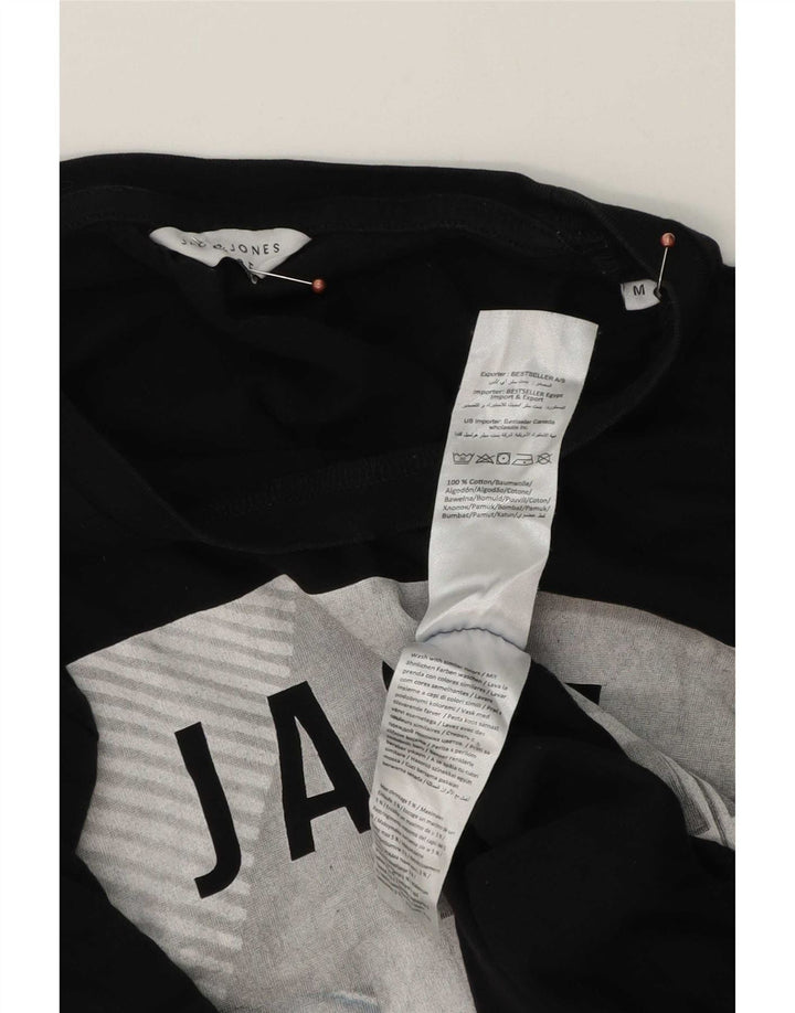 Мужская футболка с рисунком Jack & Jones Top среднего размера, черный хлопок