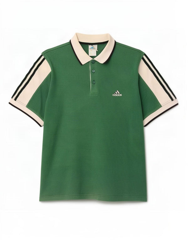Мужская рубашка-поло Adidas UK 42/44, большая зеленая хлопковая рубашка с цветными блоками