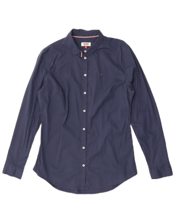 Женская рубашка Tommy Hilfiger UK 14, большой размер, темно-синий, хлопок