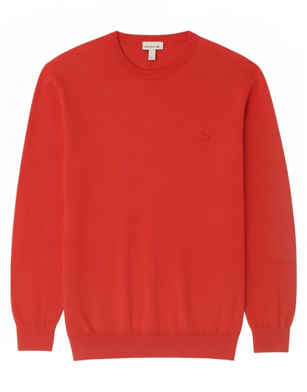 Мужской джемпер с круглым вырезом Lacoste, размер 7, 2XL, красный хлопок