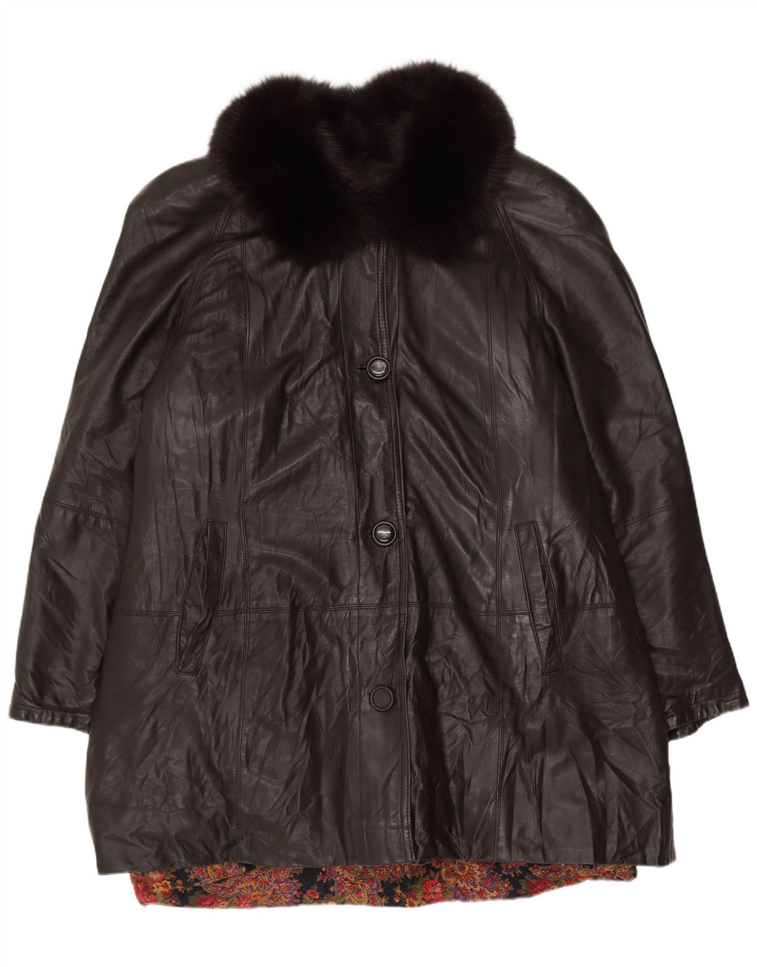 ВИНТАЖНОЕ женское кожаное пальто UK 18 XL, черное кожаное