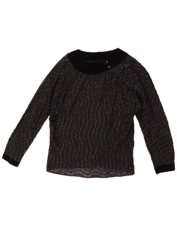 Винтажная женская прозрачная блузка-топ UK 16, большая черная полоска