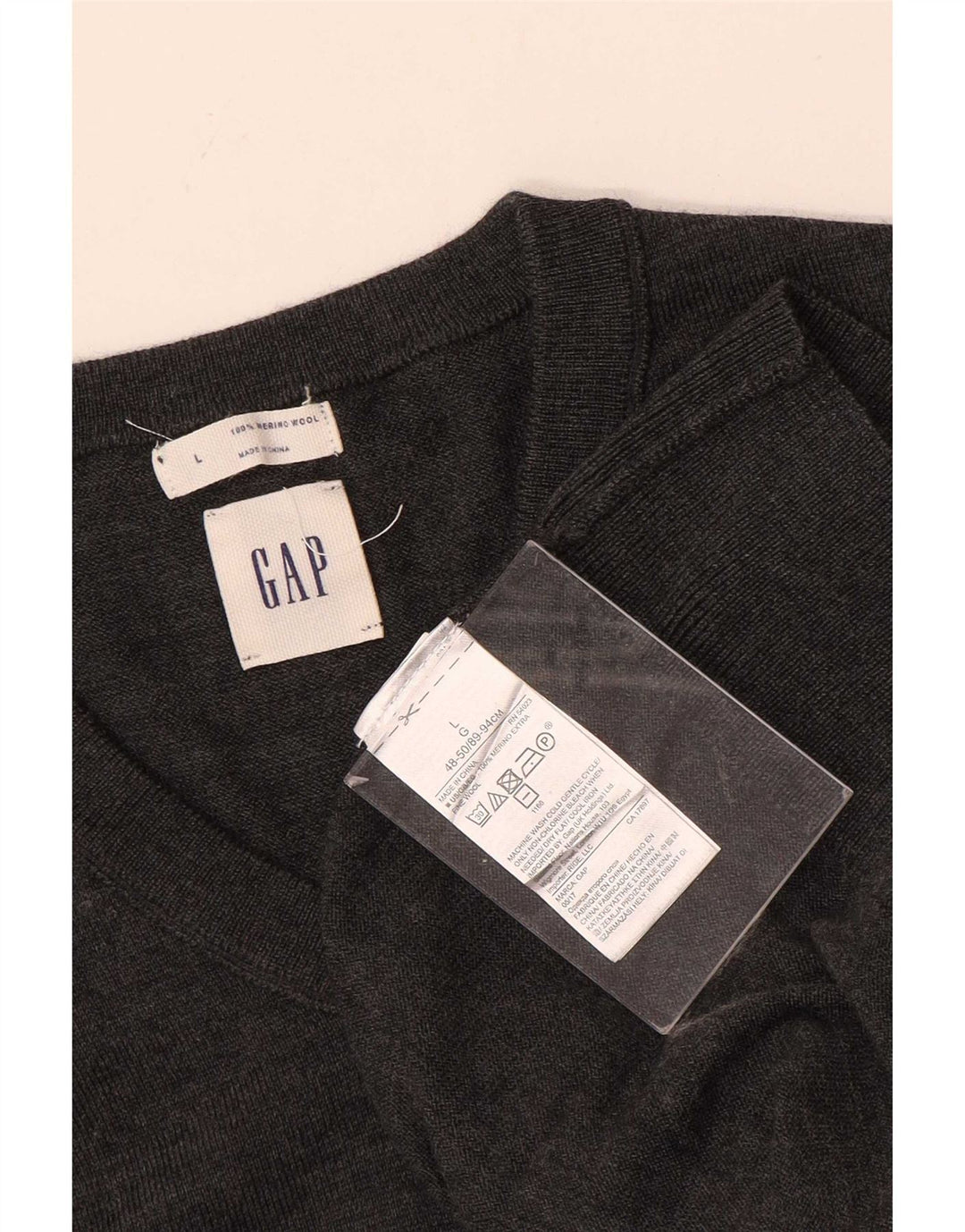 Мужской джемпер с v-образным вырезом Gap, большой серый шерстяной свитер