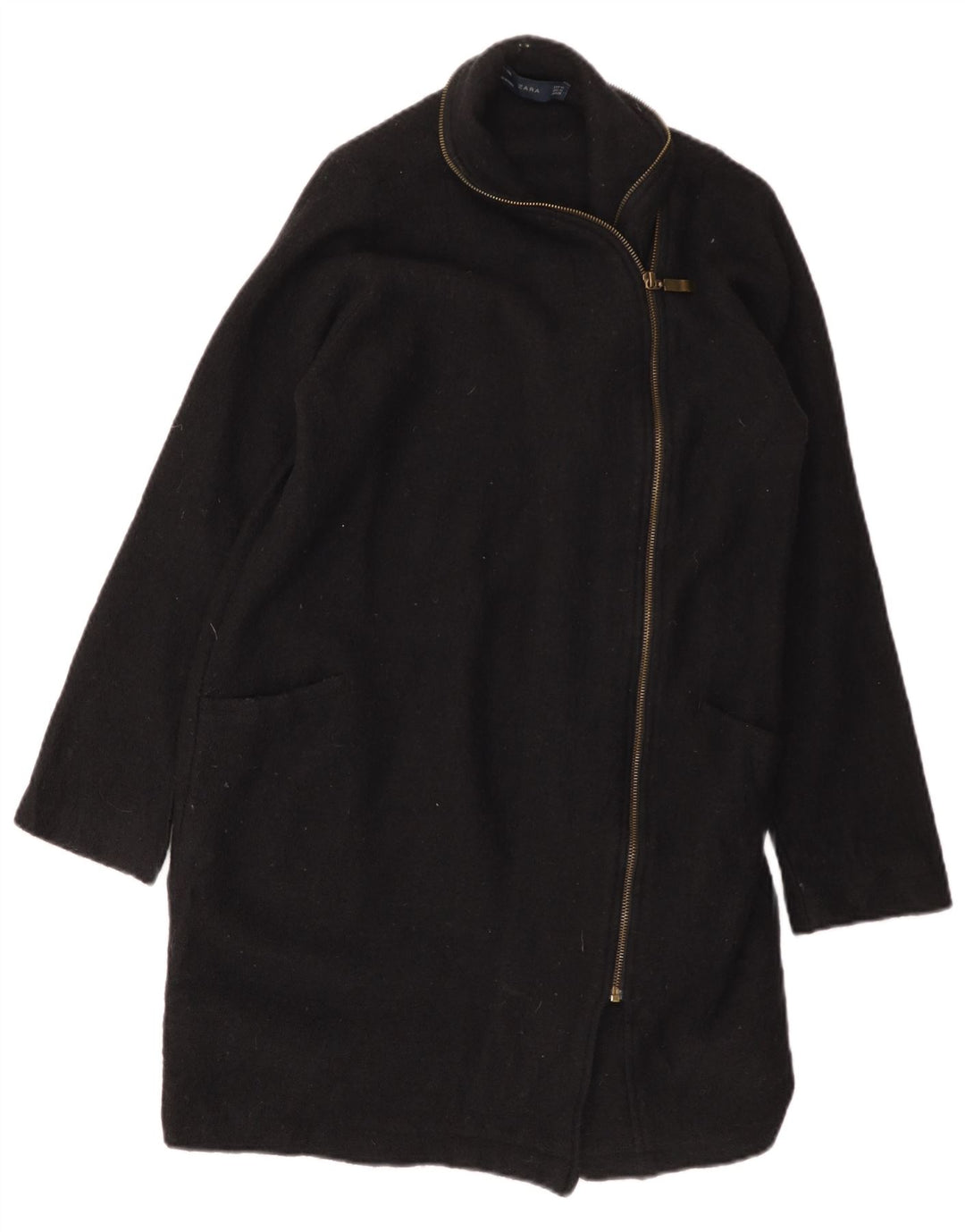 Женское пальто ZARA UK 14, средний цвет, черная шерсть