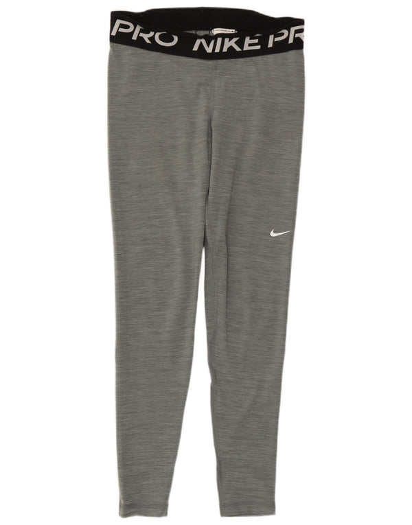 Женские леггинсы с рисунком Nike Dri Fit UK 12, средний серый цвет с цветными блоками