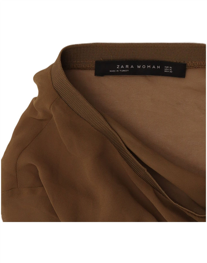 Женское базовое платье Zara UK 18 XL Коричневое