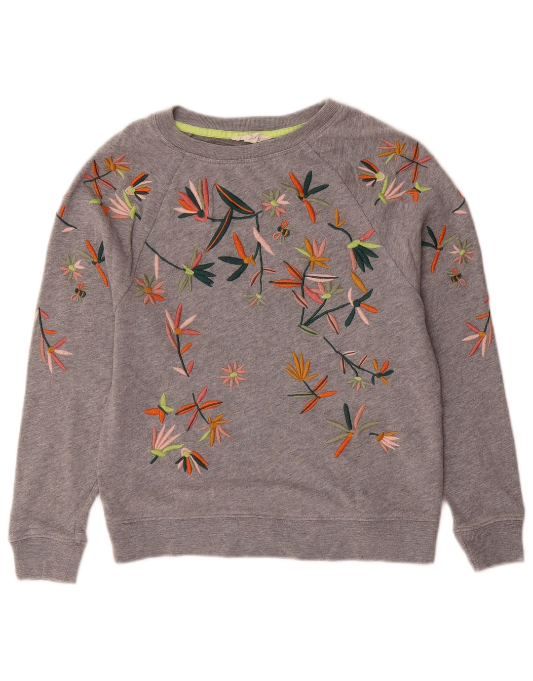 Женский свитер WHITE STUFF, джемпер UK 6 XS, серый хлопок с цветочным принтом