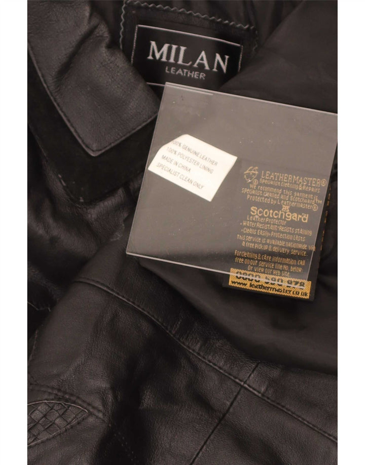 Женское кожаное пальто Milan UK 12 Среднее черное с цветочным принтом