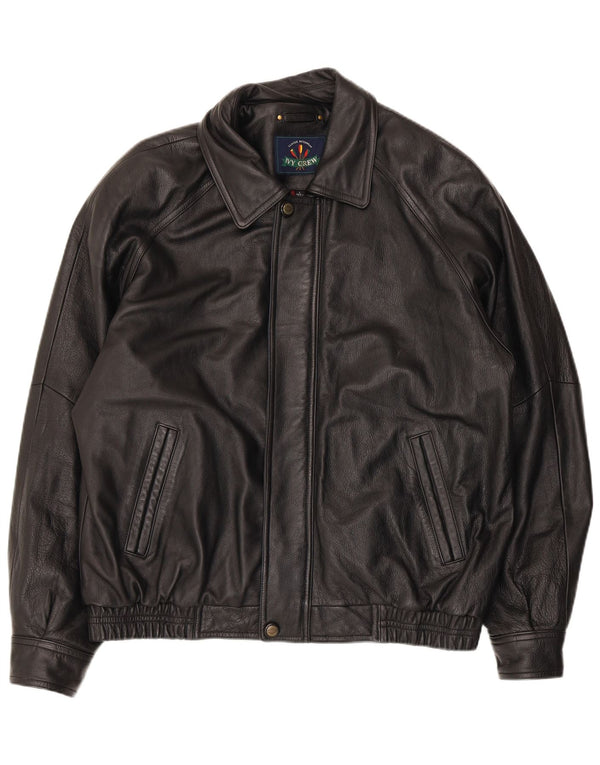 Мужская кожаная куртка Ivy Crew UK 40, большая черная