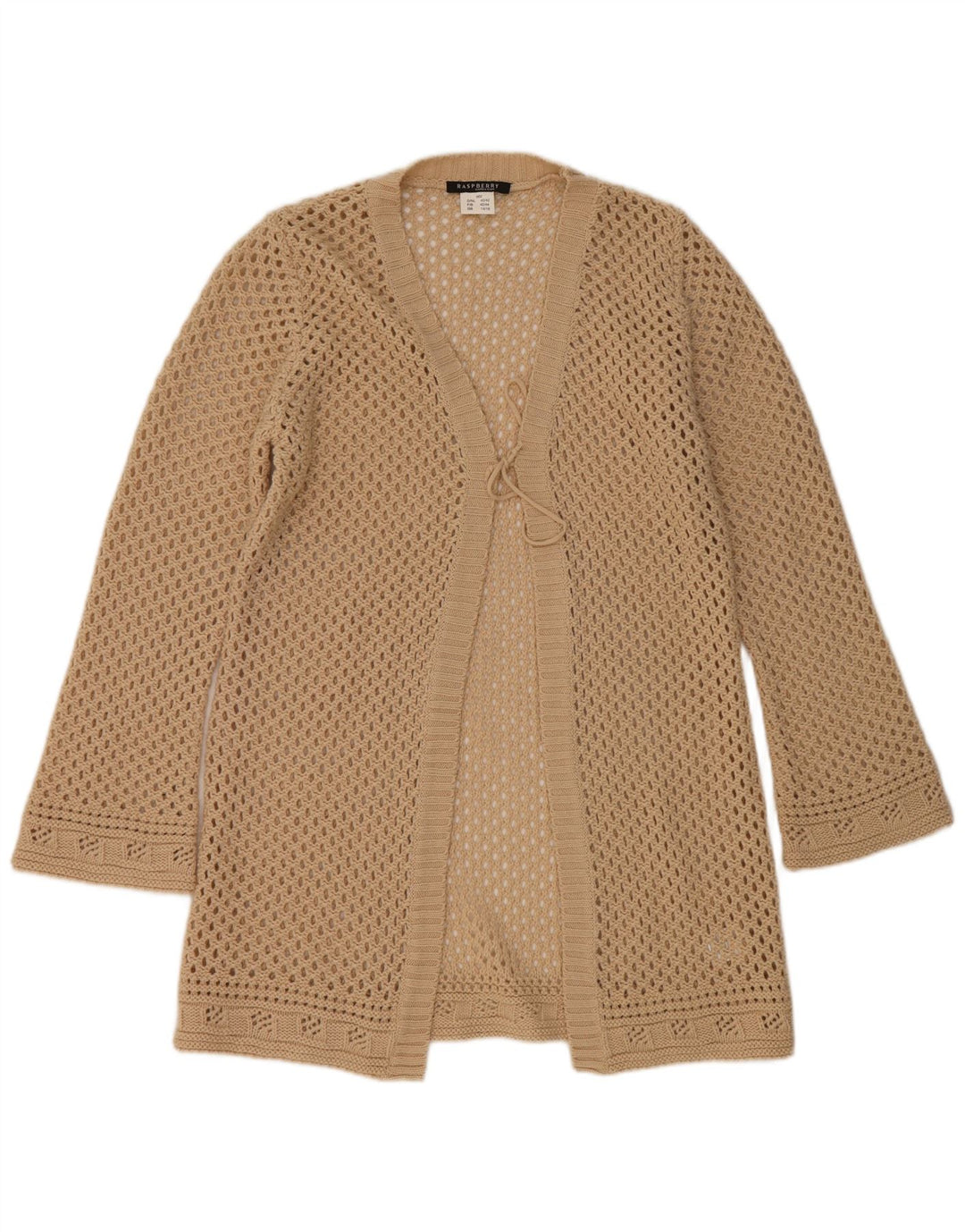 RASPBERRY Womens Longline Cardigan Sweater UK 14/16 Large Beige Classic