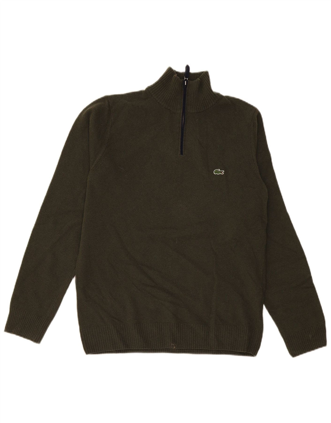 Мужской свитер Lacoste с воротником на молнии, размер 4, средний, хаки, новая шерсть