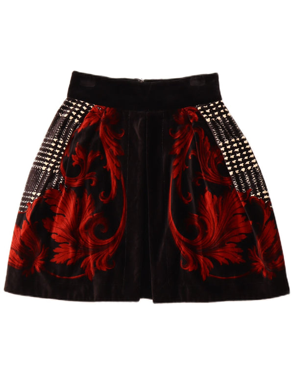 BYBLOS Женская бархатная юбка-трапеция IT 42 Medium W28 Черный цветочный хлопок