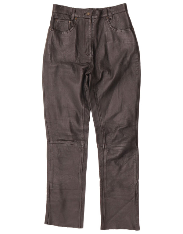 ВИНТАЖНЫЕ женские узкие кожаные брюки W28 L30 черные