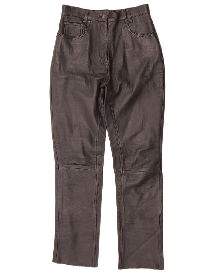 ВИНТАЖНЫЕ женские узкие кожаные брюки W28 L30 черные