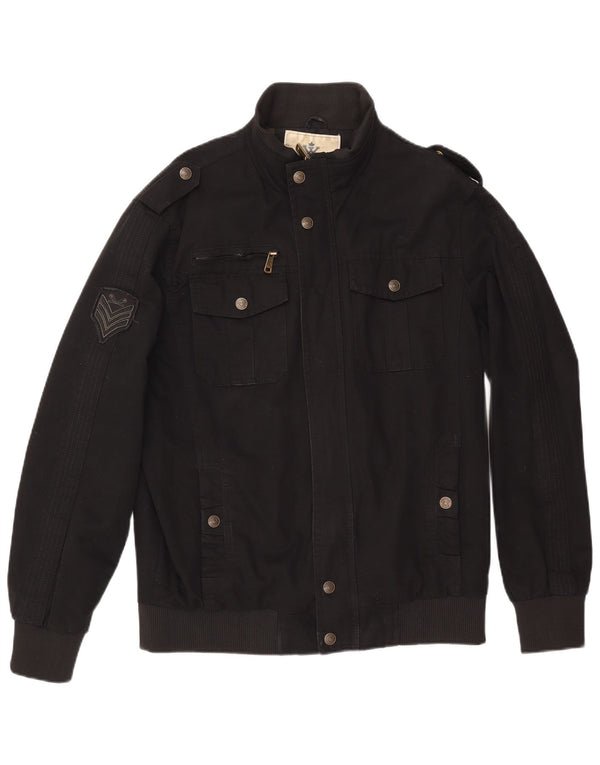 WENVEN Mens Utility Jacket UK 40 Large Black Cotton