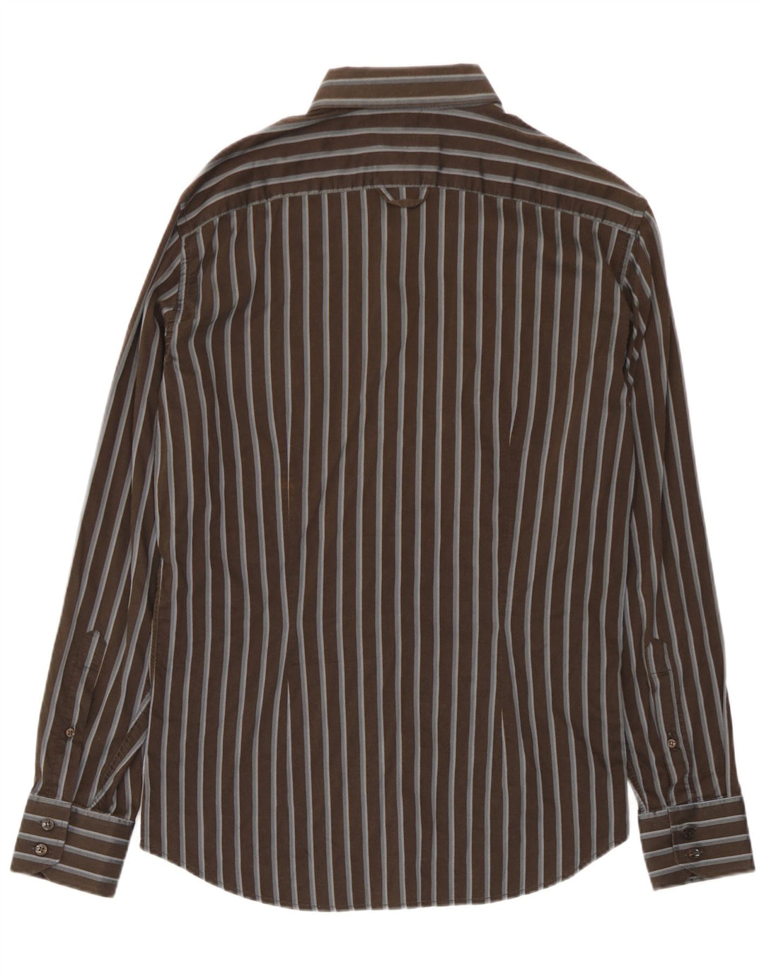 Мужская рубашка Trussardi в большую коричневую полоску из хлопка