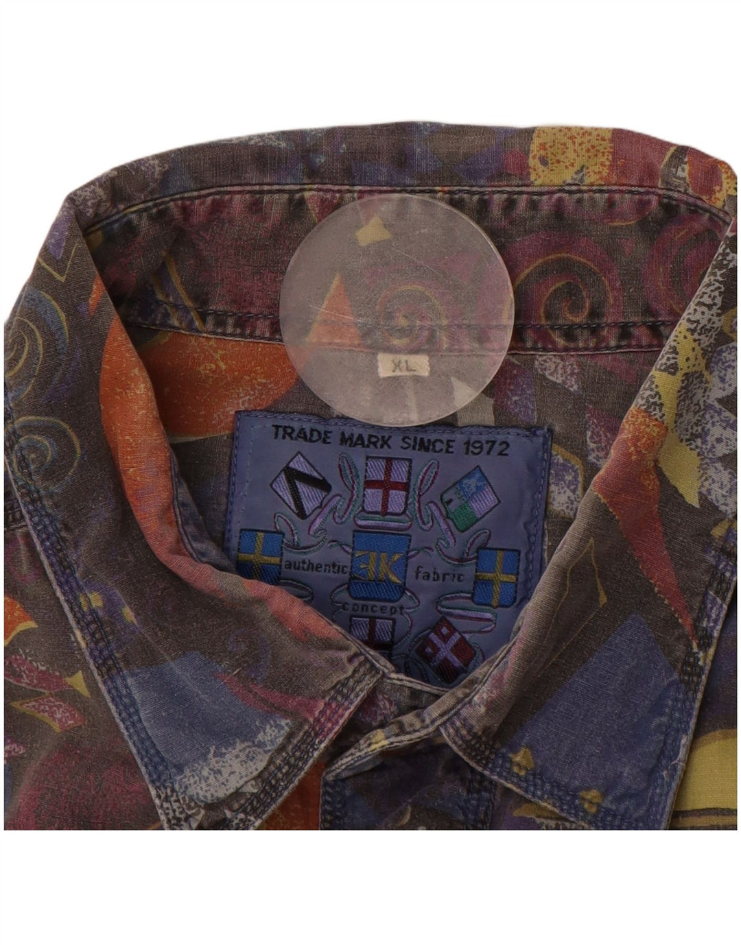 VINTAGE Мужская рубашка с абстрактным узором XL, разноцветная