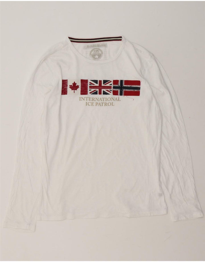 Napapijri Мужской топ с рисунком с длинным рукавом, большой белый