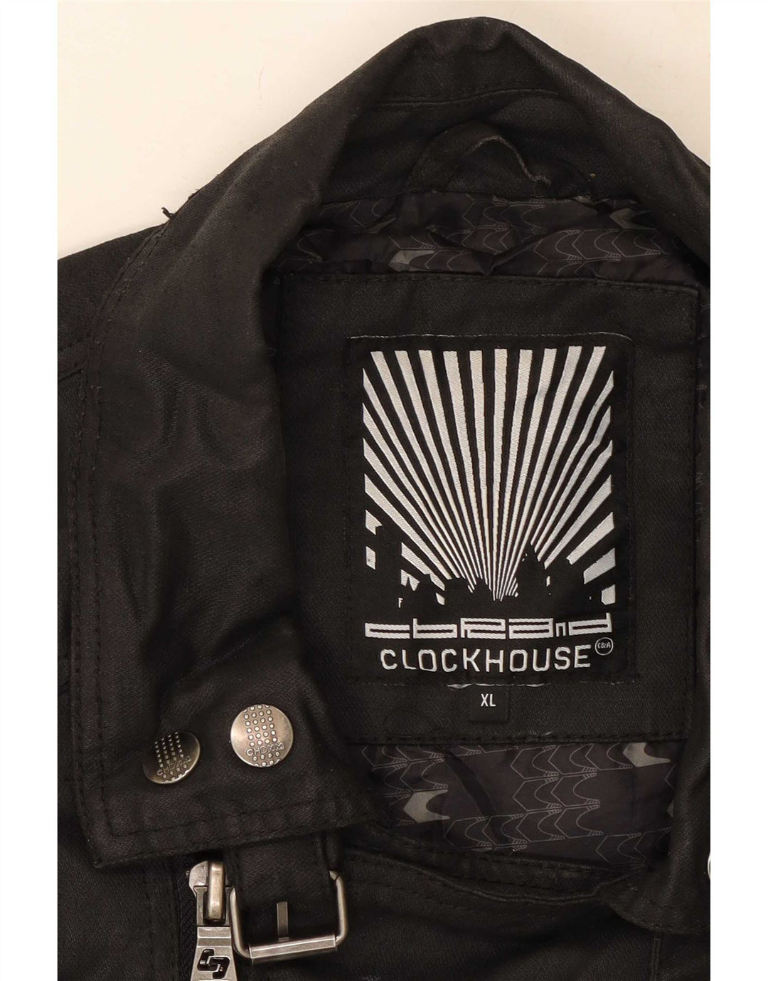 Мужская байкерская куртка CLOCK HOUSE UK 42 XL, черный хлопок