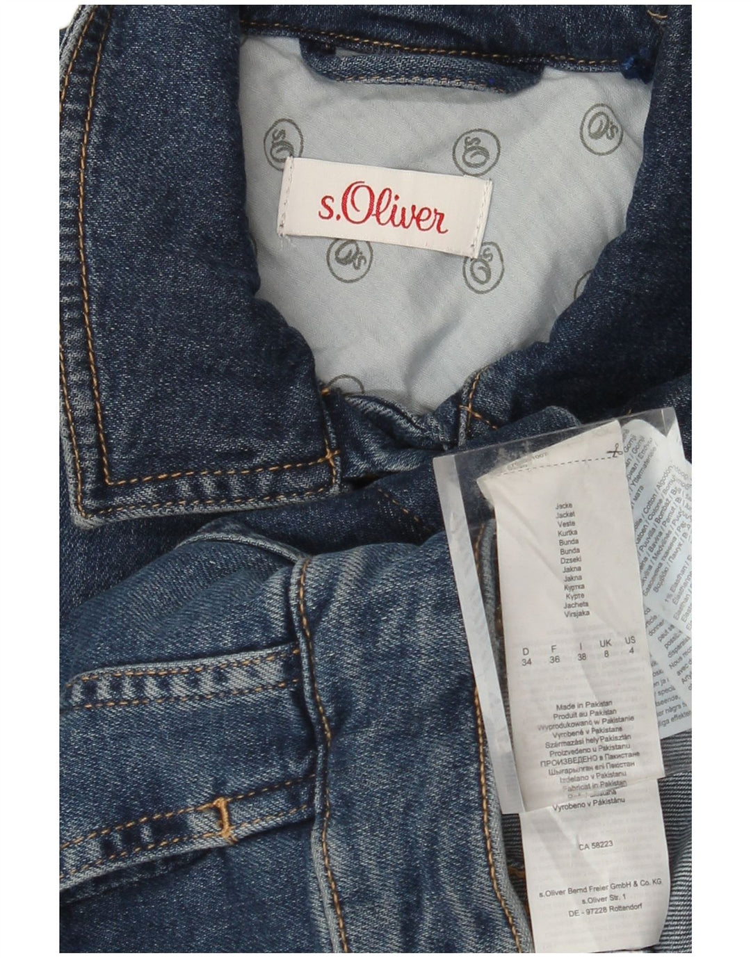 S.OLIVER Womens Crop Denim Jacket UK 8 Small Blue Cotton