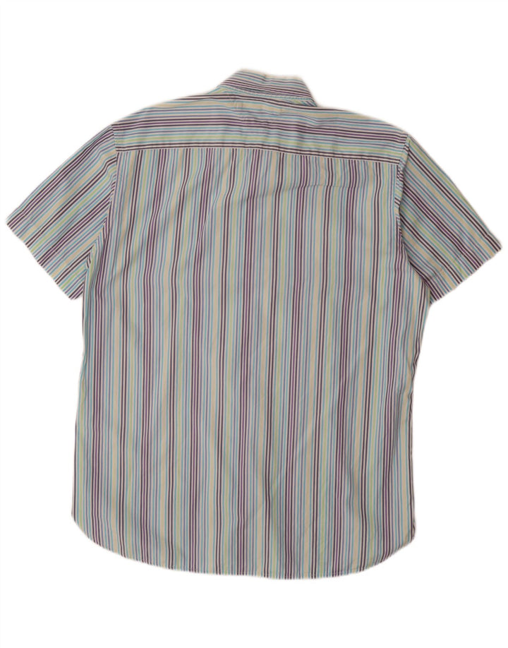 TOMMY HILFIGER Mens Short Sleeve Shirt Medium Multicoloured Pinstripe 80s