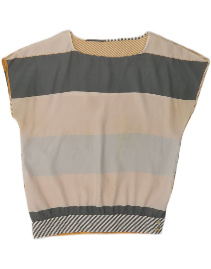 VINTAGE Womens Blouse Top UK 14 Medium Multicoloured Striped Vintage Vintage and Second-Hand Vintage from Messina Hembry 